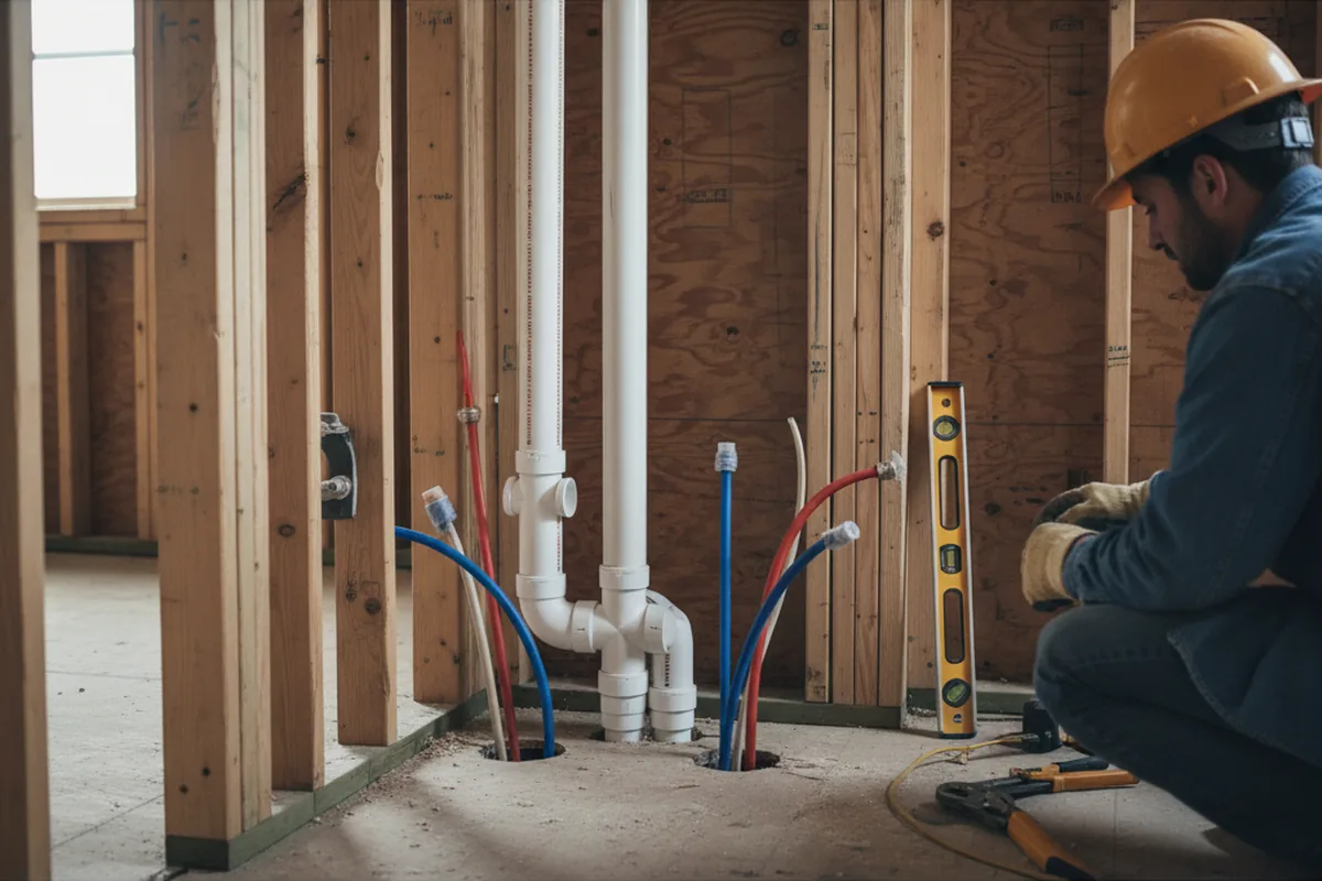 Drain and supply rough-in during Garbage Disposal Repair in East Hartland