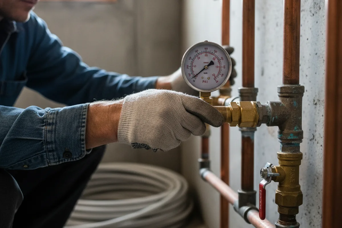 Pressure testing a repaired line during Water Line Repair in East Hartland